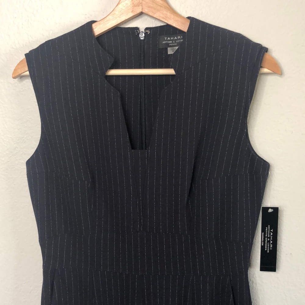NWT Tahari navy/ivory pinstripe jumpsuit